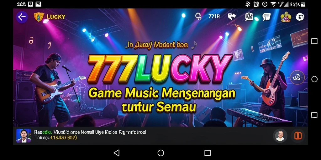 Screenshot utama <strong>777LUCKY</strong> menunjukkan pemain menari mengikuti irama musik.