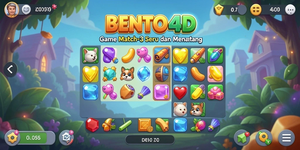 Tangkapan layar BENTO4D menampilkan gameplay seru Match-3.