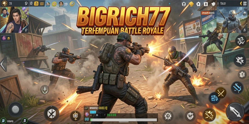 Screenshot gameplay BIGRICH77 yang menampilkan aksi pertempuran epik.