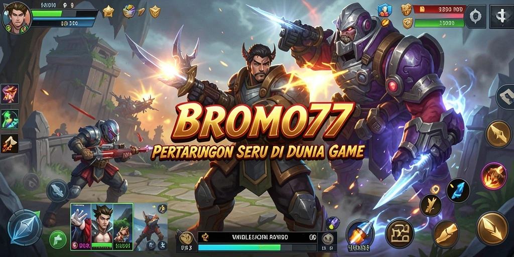 Screenshot gameplay BROMO77 menampilkan pertarungan yang intens.