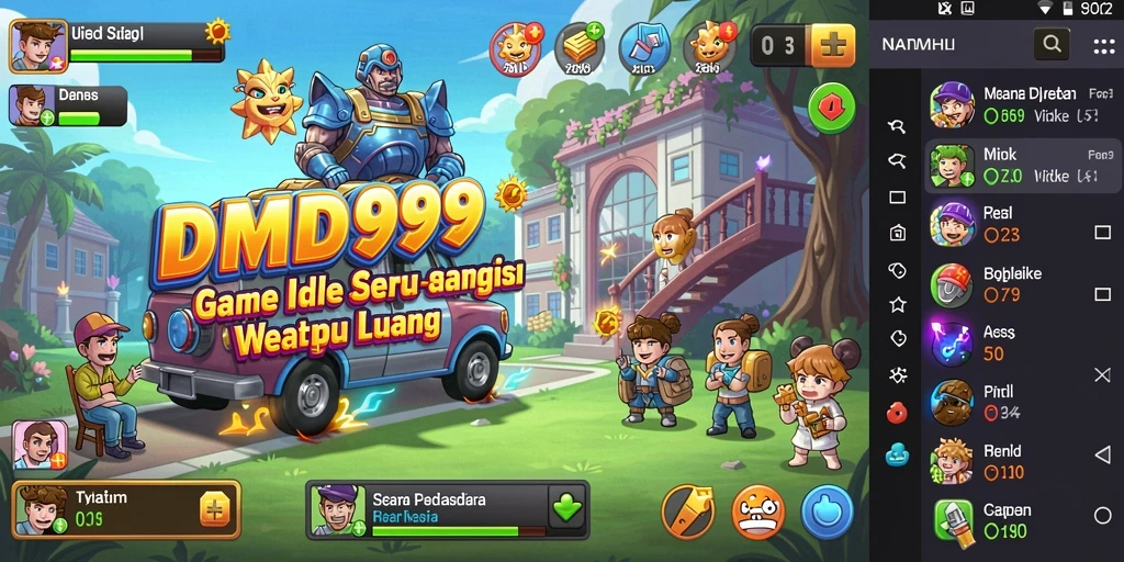 Tampilan menarik gameplay Idle DMD999 dengan kemajuan otomatis.
