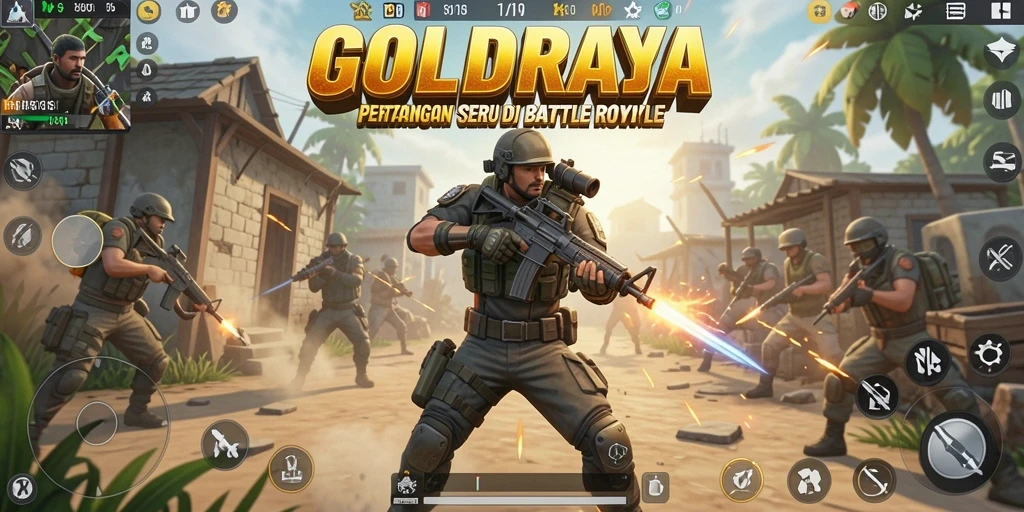 Tangkapan layar menampilkan aksi mendebarkan dalam GOLDRAJA.