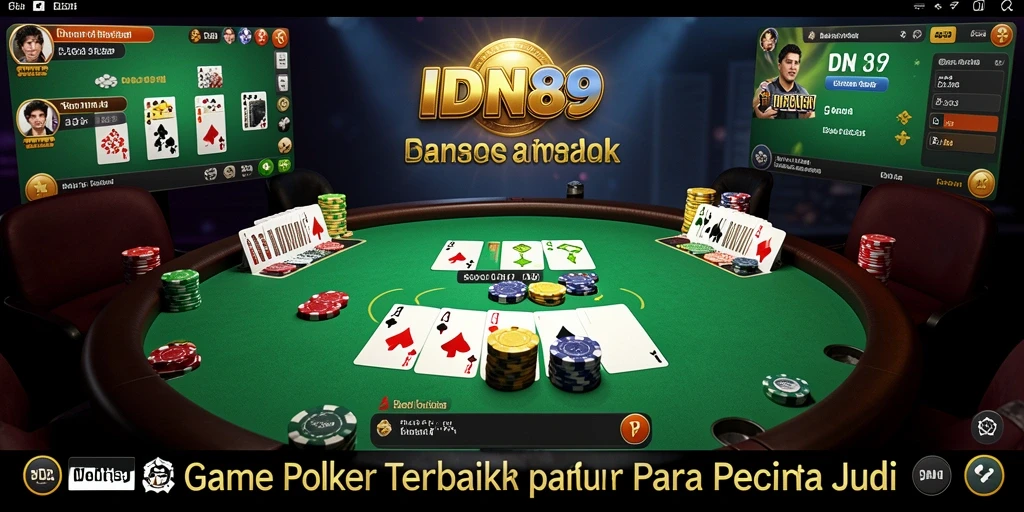 Tampilan gameplay menegangkan di IDN89 dengan suasana poker yang nyata.