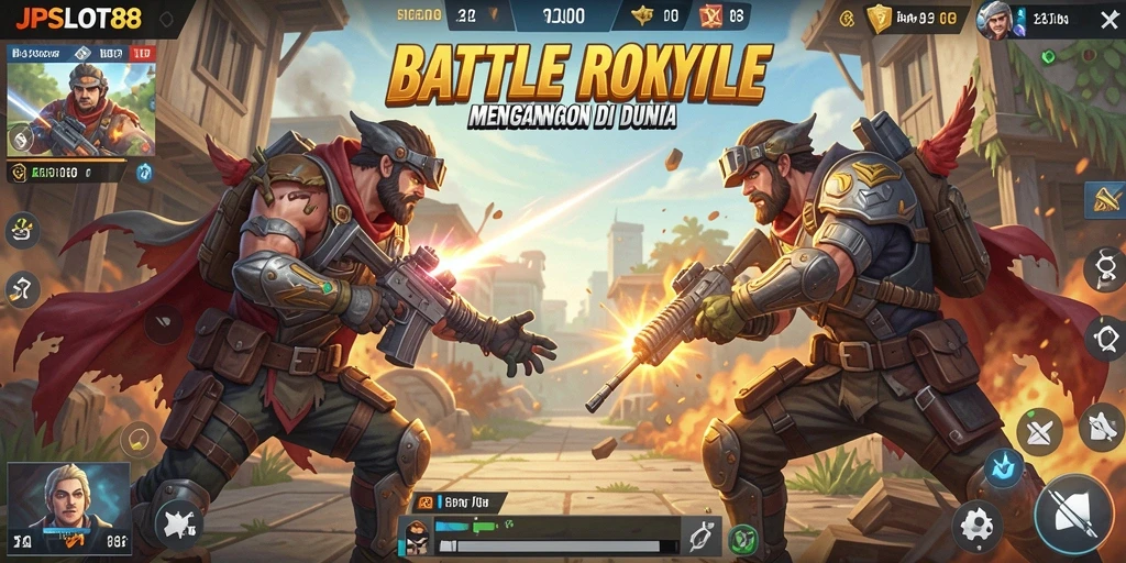 Tangkapan layar utama JPSLOT88 menampilkan aksi seru dalam pertempuran Battle Royale.