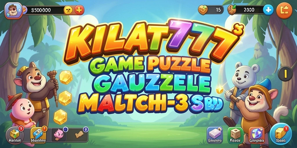 Tampilan gameplay KILAT777 dengan permata berwarna-warni yang saling cocok.