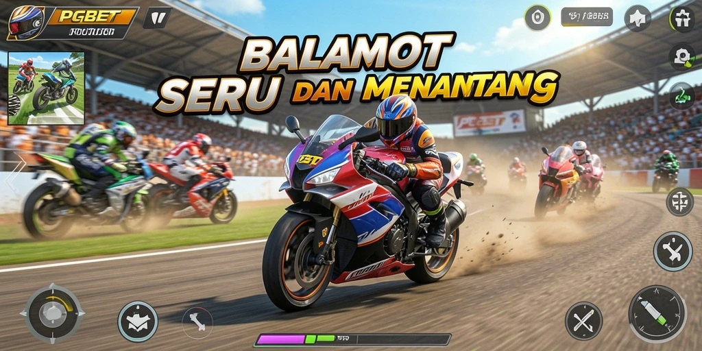 Tampilan gameplay PGBET dengan aksi balapan motor yang intens.