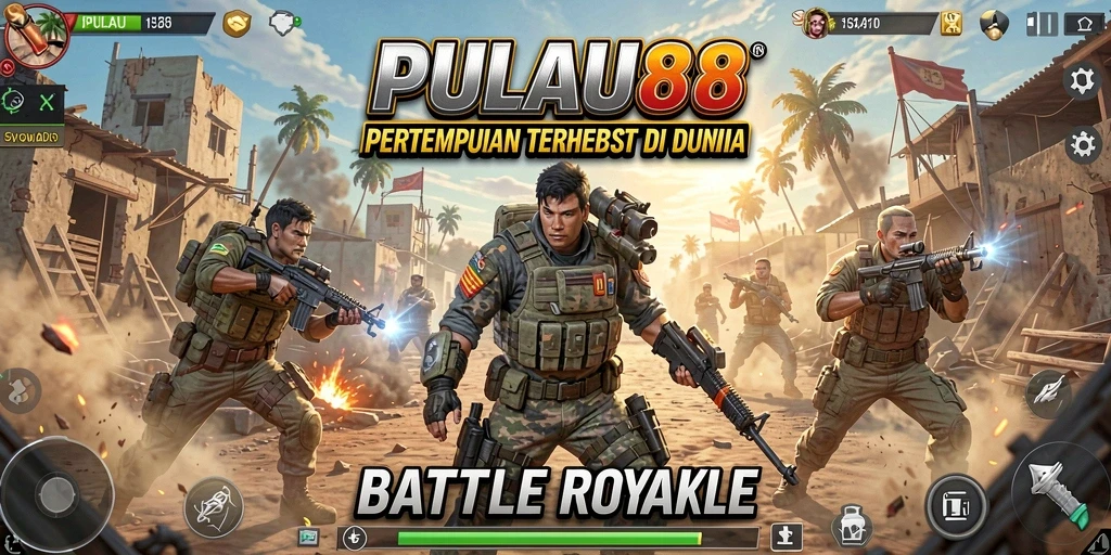 Gameplay seru PULAU88 dalam pertempuran Battle Royale.