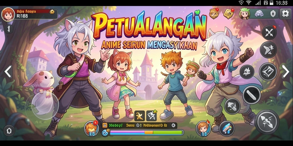 Screenshot utama RI188 menunjukkan pertarungan karakter Anime yang dinamis.