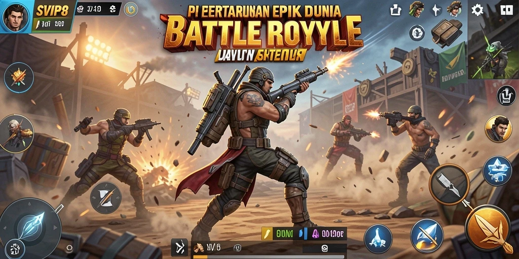 Tampilan gameplay mendebarkan dalam SVIP8 saat bertarung di Battle Royale.