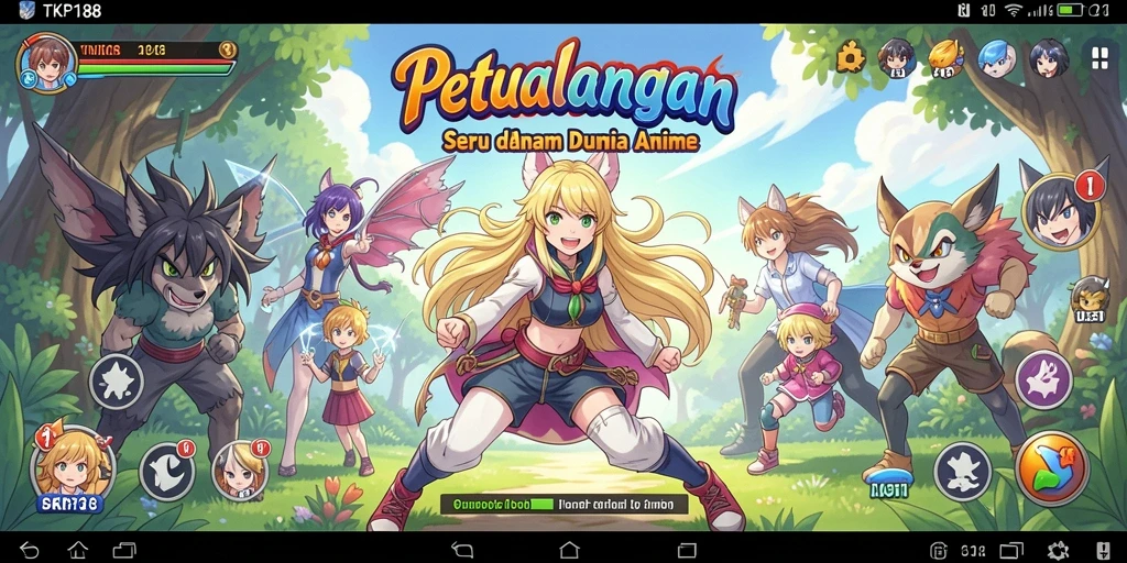 Screenshot gameplay TKP188 dengan aksi karakter anime.